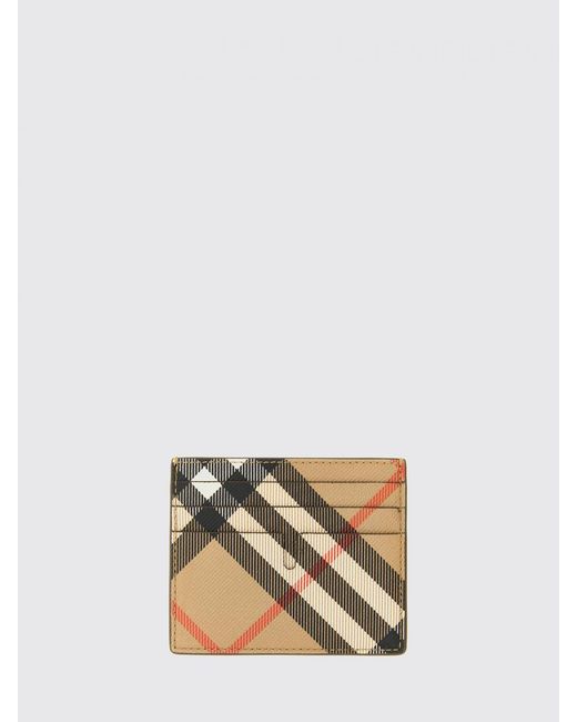 Burberry Natural Coated Cotton Check Print Credit Card Holder for men