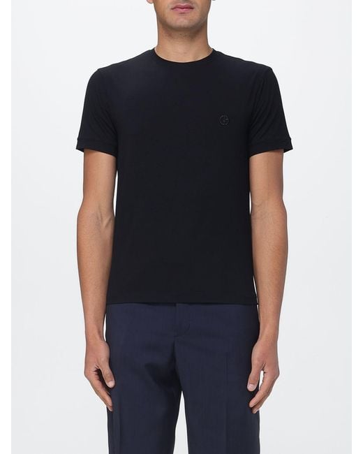 Giorgio Armani Black Basic Viscose Jersey T-Shirt for men