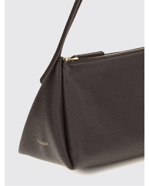 Calvin Klein Brown Aurelis Natural Grain Leather Shoulder Bag