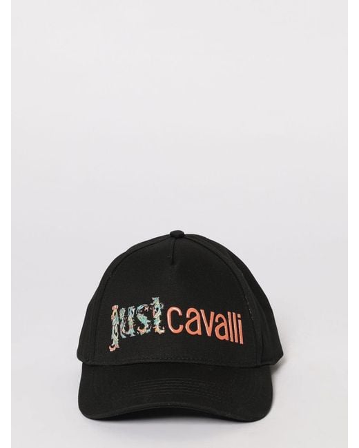 Just Cavalli Black Cotton Twill Hat With Embroidered Logo for men