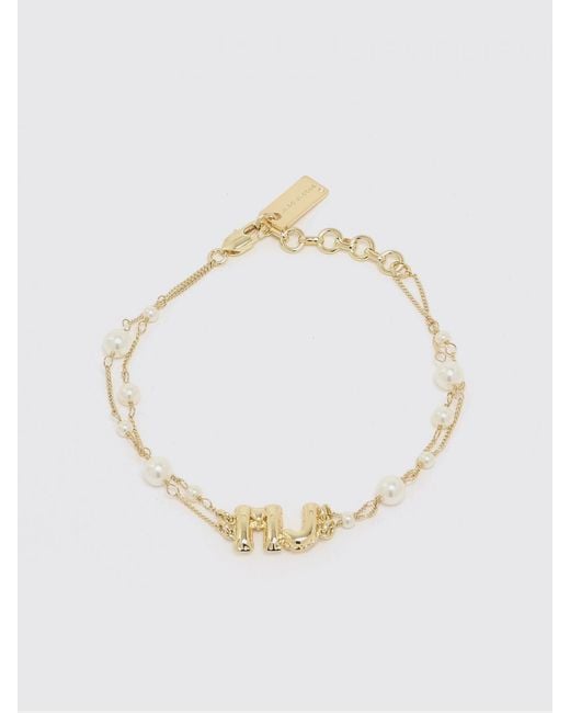 Marc Jacobs Metallic Brass Bracelet With Synthetic Pearls