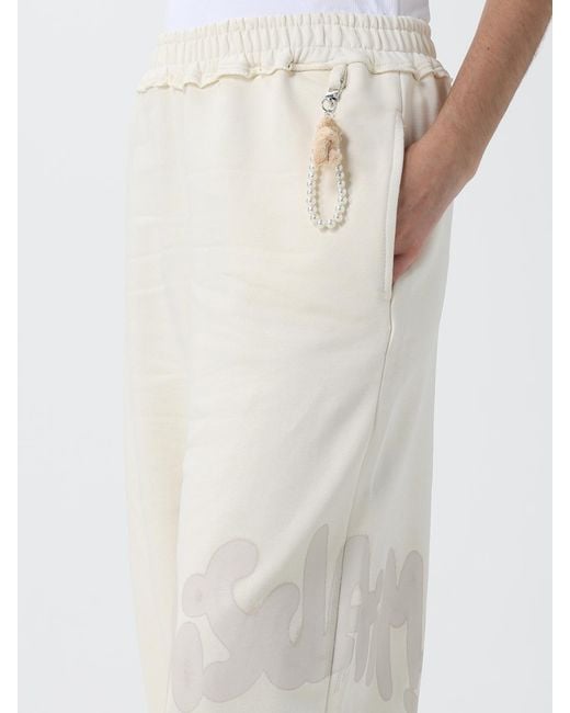 DISCLAIMER White High-Waisted Wide-Leg Cotton Jogging Trousers With Logo