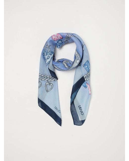 Liu Jo Blue Printed Polyester Scarf