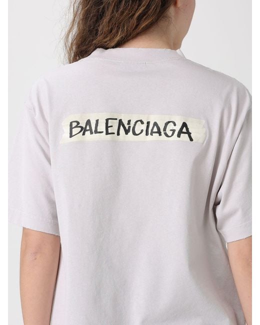 Balenciaga White Cotton T-Shirts With Logo