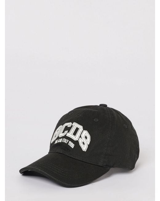 Gcds Black Cotton Baseball Cap With Logo
