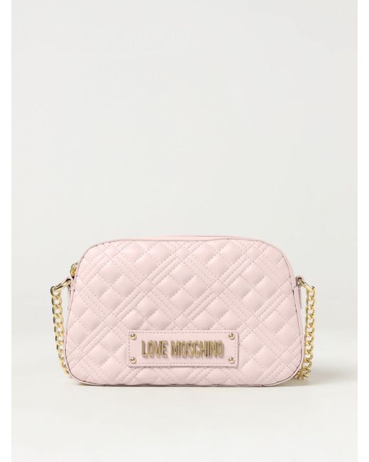 Love Moschino Pink Bag In Quilted Synthetic Leather