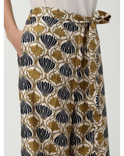 Max Mara Red Elegant Trousers With All-Over Graphic Print And Waist Tie