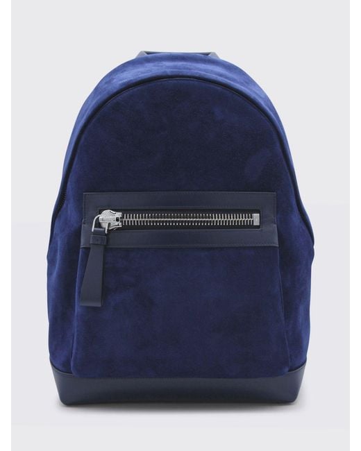 Tom Ford Blue Suede Backpack for men