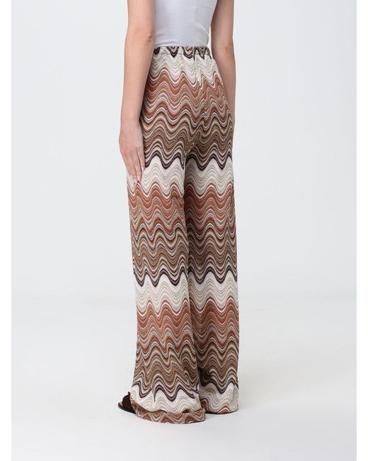 Mc2 Saint Barth Brown High-Waisted Wide Leg Trousers With Wave Pattern