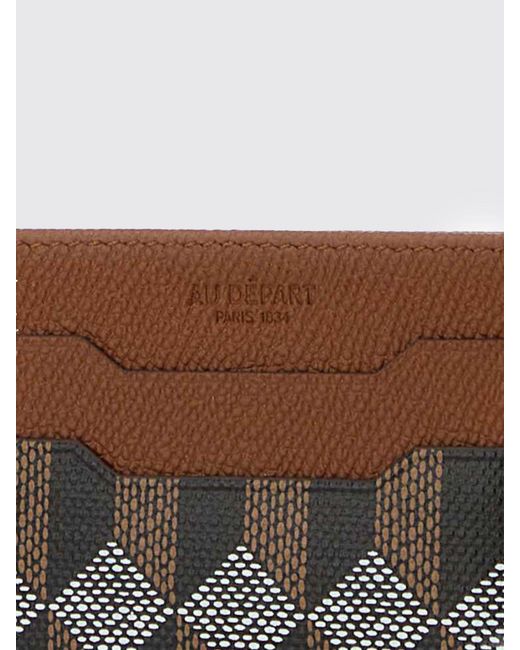 Au depart Paris White Printed Cotton And Leather Credit Card Holder