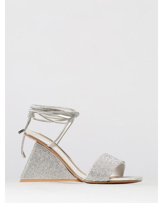 Twentyfourhaitch White Lezira Glitter Polyurethane Sandals