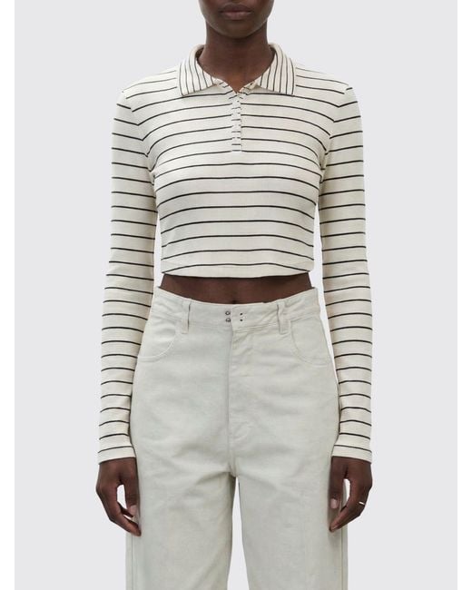 Alysi White Striped Polo Shirt