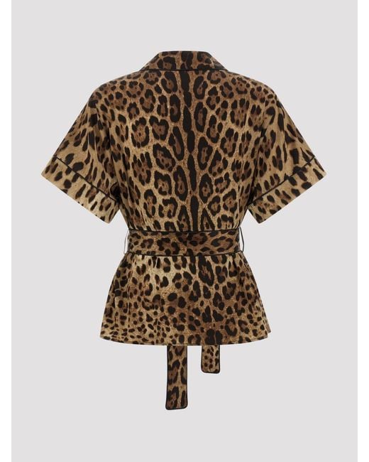 Dolce & Gabbana Brown Dolce &Amp Gabbana Animalier Silk Shirt