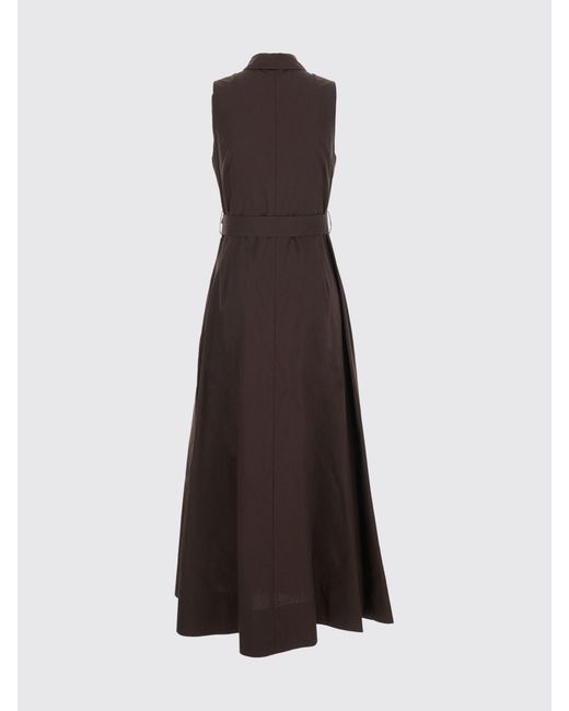 P.A.R.O.S.H. Brown Off-The-Shoulder Cotton Midi Shirtdress P.A.R.O.S.H. With Pleated Skirt