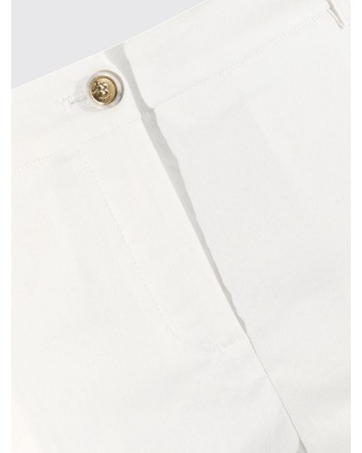 Pinko White Cropped Fit Linen Blend Trousers