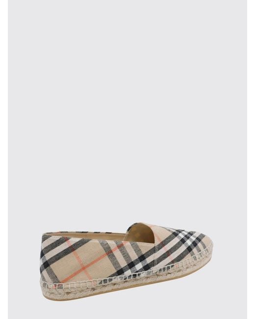 Burberry Natural Mews Linen Blend Espadrilles With Vintage Check Print for men