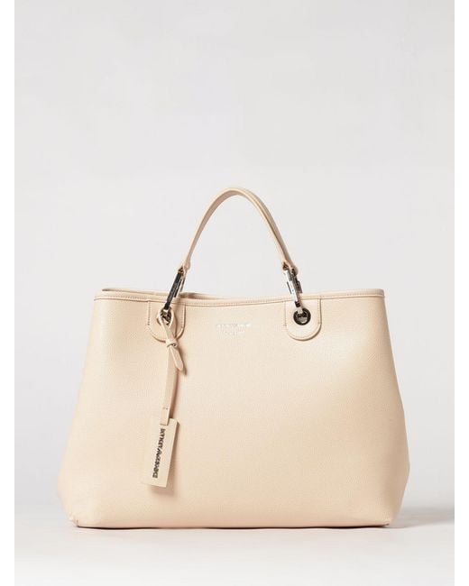 Emporio Armani Natural Myea Medium Grained Faux Leather Bag