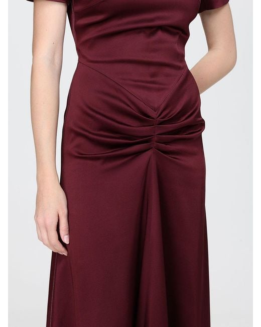 Victoria Beckham Red Satin Midi Dress