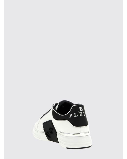 Philipp Plein White Phantom Kick$ Leather Sneakers for men