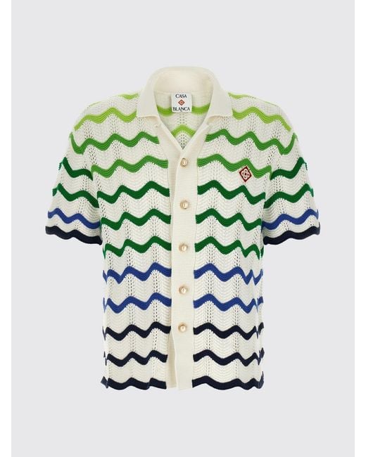 Casablanca Green Crochet Knit Shirt for men