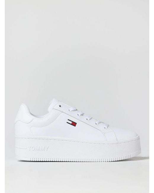 Tommy hilfiger all white cheap sneakers