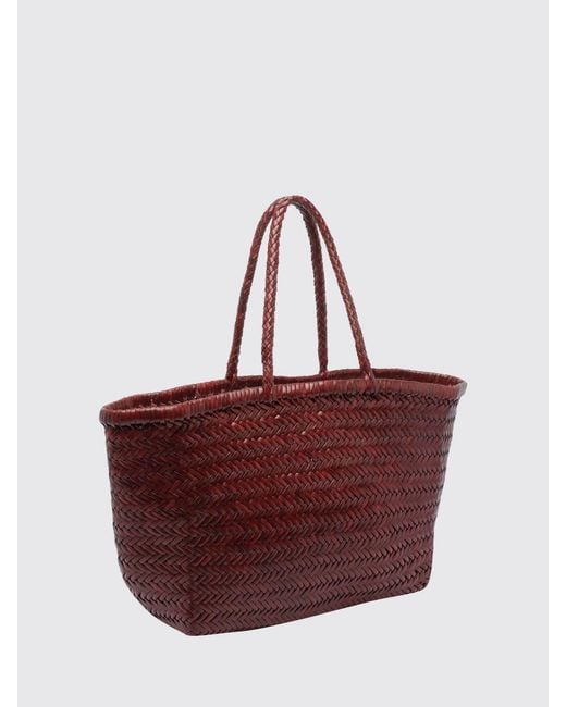 Dragon Diffusion Red Woven Leather Handbag With Double Handle