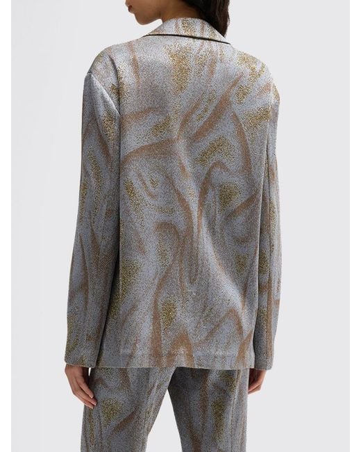 MACCAPANI Gray Double-Breasted Viscose And Cotton Blazer