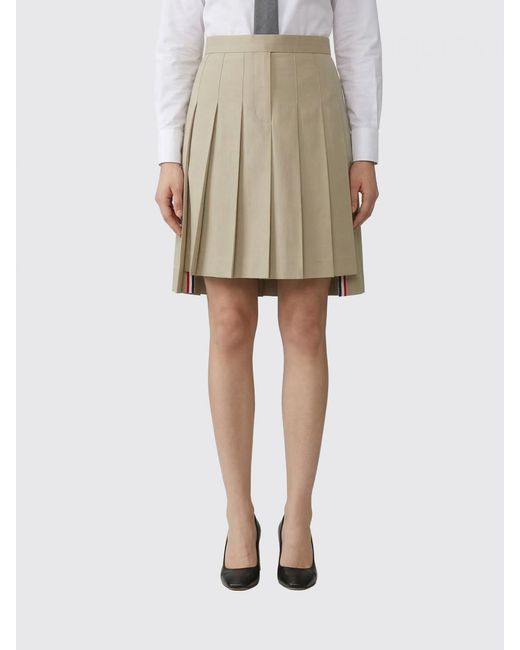 Thom Browne Natural Cotton Pleated Skirt