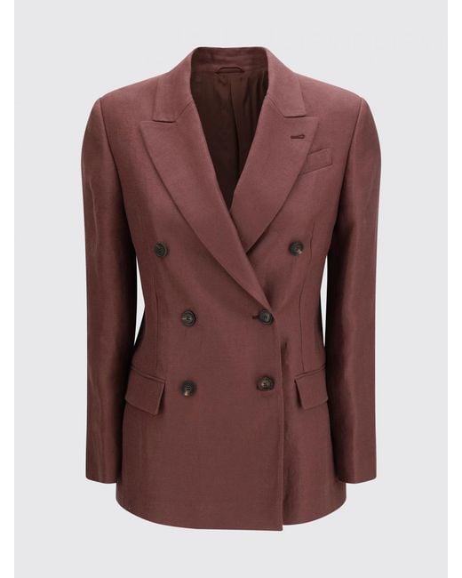 Brunello Cucinelli Purple Double-Breasted Linen Blazer