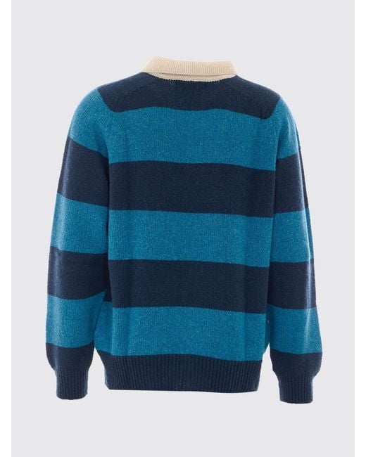 Howlin' By Morrison Blue Striped Long-Sleeved Knit Polo for men