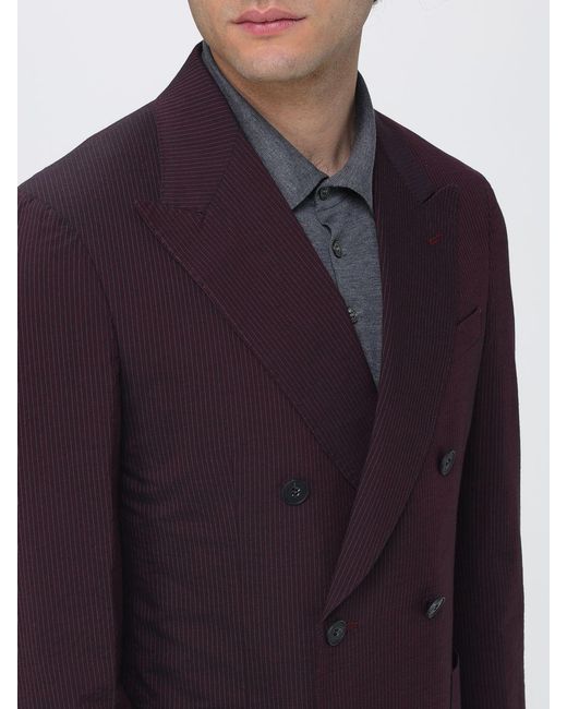 Antonio Marras Purple Pinstriped Cotton Double-Breasted Blazer for men