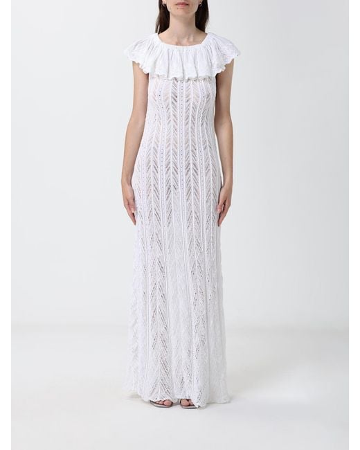 Antonino Valenti White Capri Off-The-Shoulder Evening Gown With Ruffles
