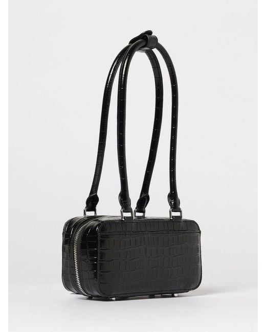 Self-Portrait Black Mini Croc-Effect Leather Shoulder Bag