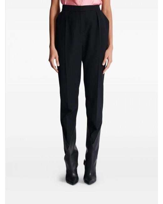 Balmain Black Sculptural Virgin Wool Twill Trousers