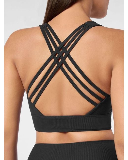 Philipp Plein Black Cropped Slim Fit Sports Top