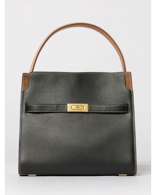 Tory Burch Gray Double Lee Radziwill Leather Bag