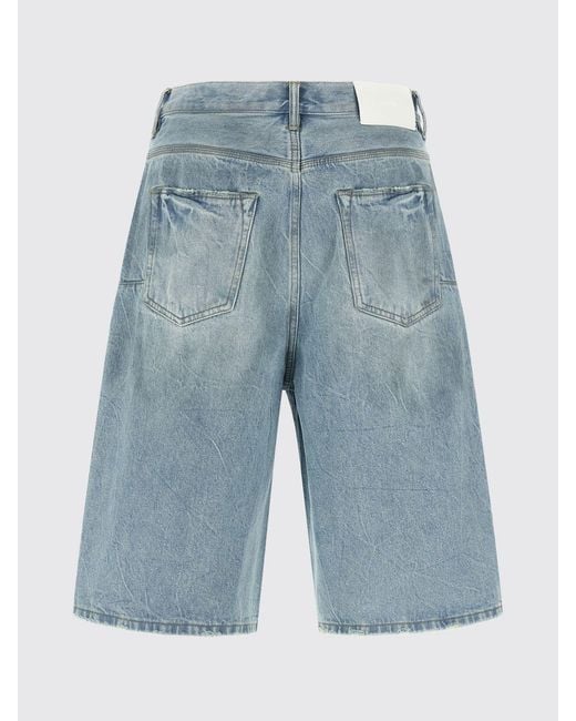 Purple Blue 5-Pocket Knee-Length Cotton Denim Shorts for men
