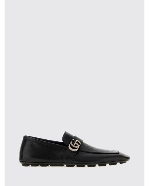 Gucci White Smooth Leather Driver Loafers With Gg Monogram for men