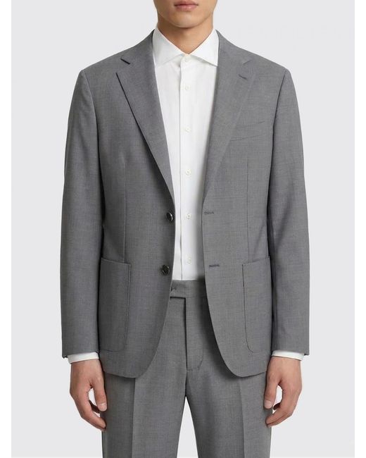 Barena Gray Single-Breasted Virgin Wool Blazer for men