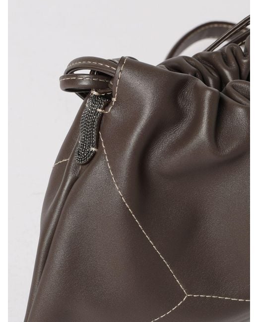 Brunello Cucinelli Brown Smooth Calfskin Bucket Bag