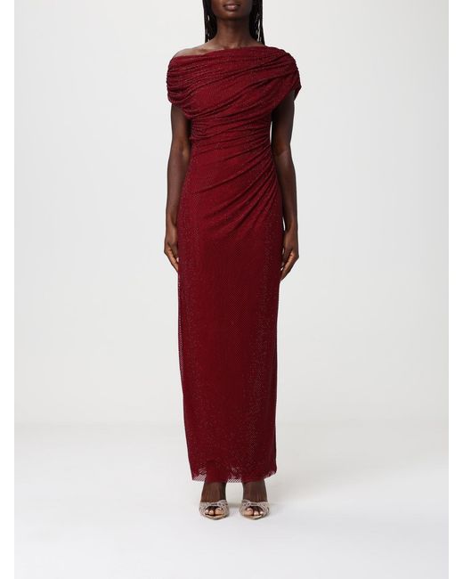 Self-Portrait Red Jersey Dress With Rhinestones