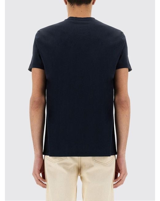 Aspesi Blue Cotton T-Shirt With Slogan for men