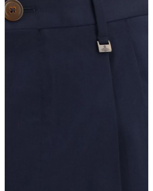 Vivienne Westwood Blue Tailored Wide-Leg Wool Trousers With Darts for men