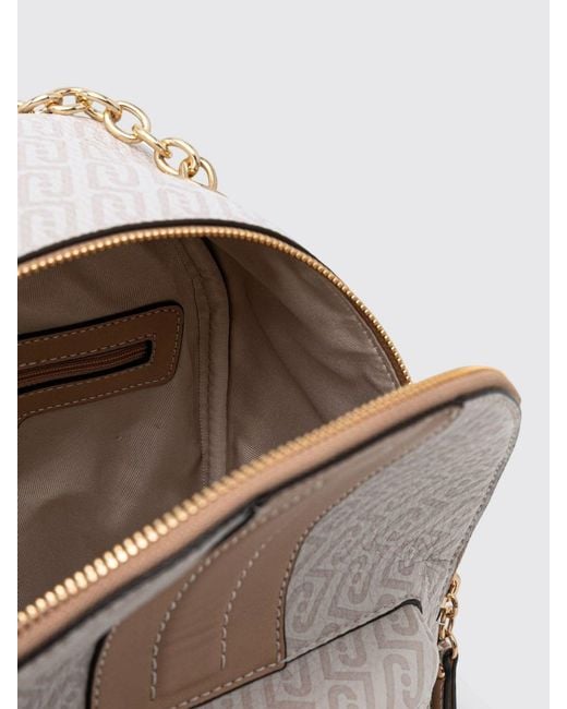 Liu Jo Natural Grained Faux Leather Backpack With All-Over Monogram