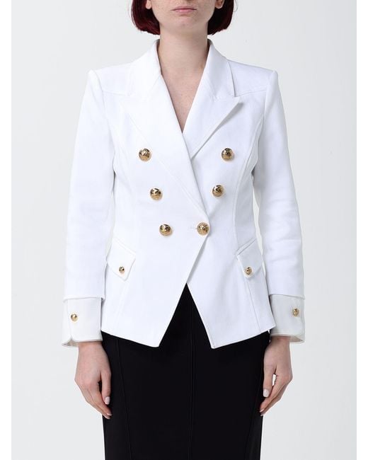 Elisabetta Franchi White Double-Breasted Blazer