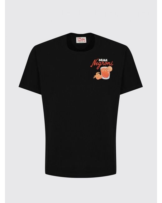 Mc2 Saint Barth Black Printed Cotton T-Shirt for men