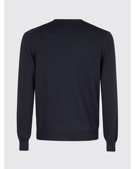 Tagliatore Blue 100% Wool Crew-Neck Jumper With Ribbed Trims for men