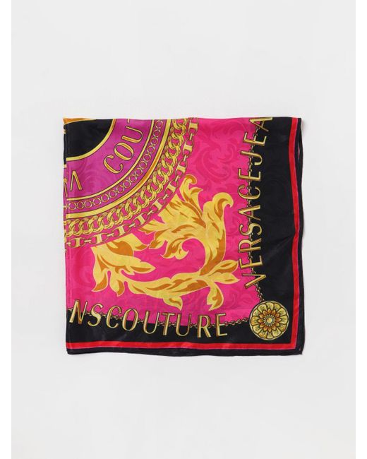 Versace Pink Silk Scarf With Print