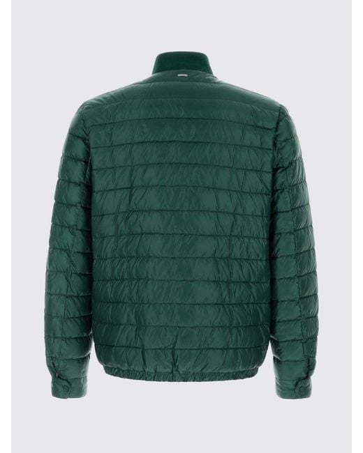 Herno Green Short Quilted Nylon Puffer Jacket With High Collar And Elasticated Hem for men