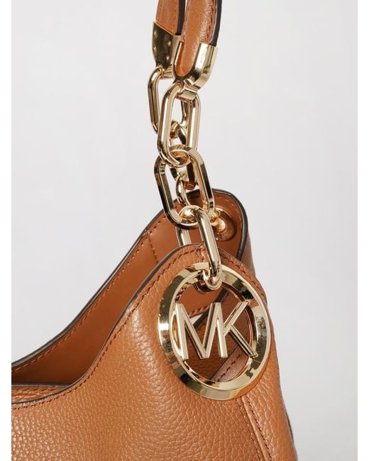 Michael Kors Brown Lillie Large Hammered Leather Shoulder Bag